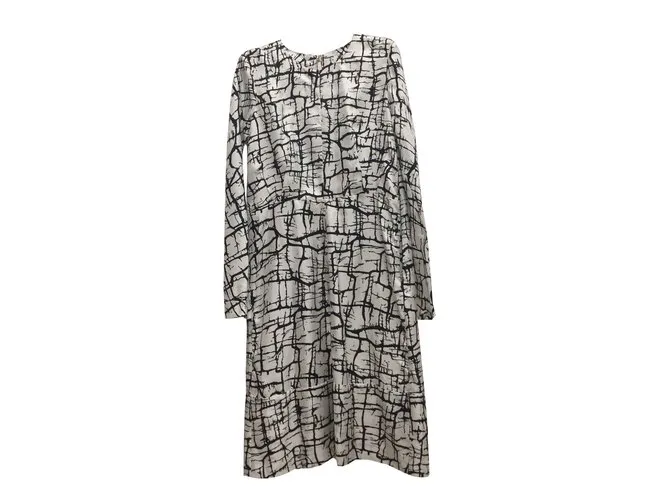 Marni Vestido de sarga de seda estampada Multicolor 
