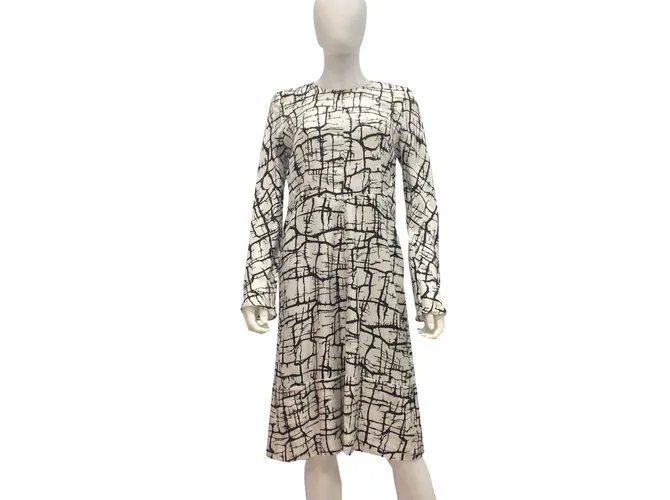 Marni Vestido de sarga de seda estampada Multicolor 