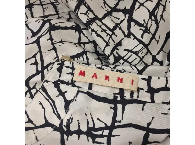 Marni Vestido de sarga de seda estampada Multicolor 