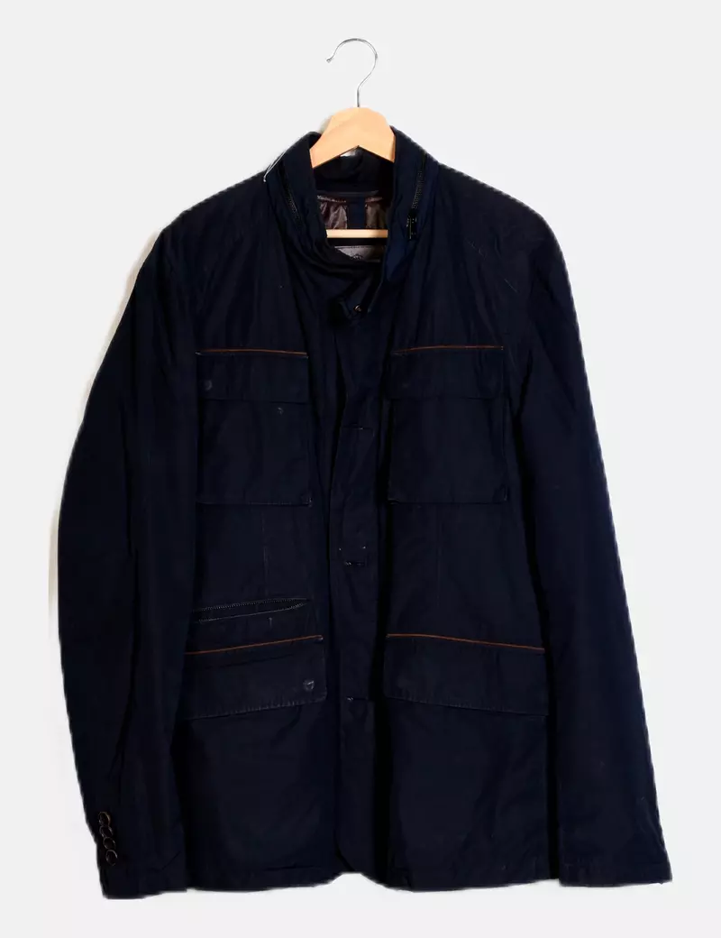 Massimo Dutti Abrigo azul acolchado
