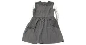 Minivestido en seda negra de crepé de China con volantes y tul de lunares suizos de Red Valentino Negro 