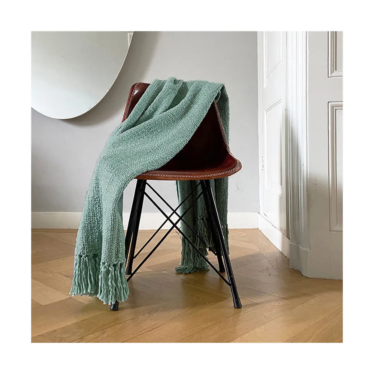 Misty green throw