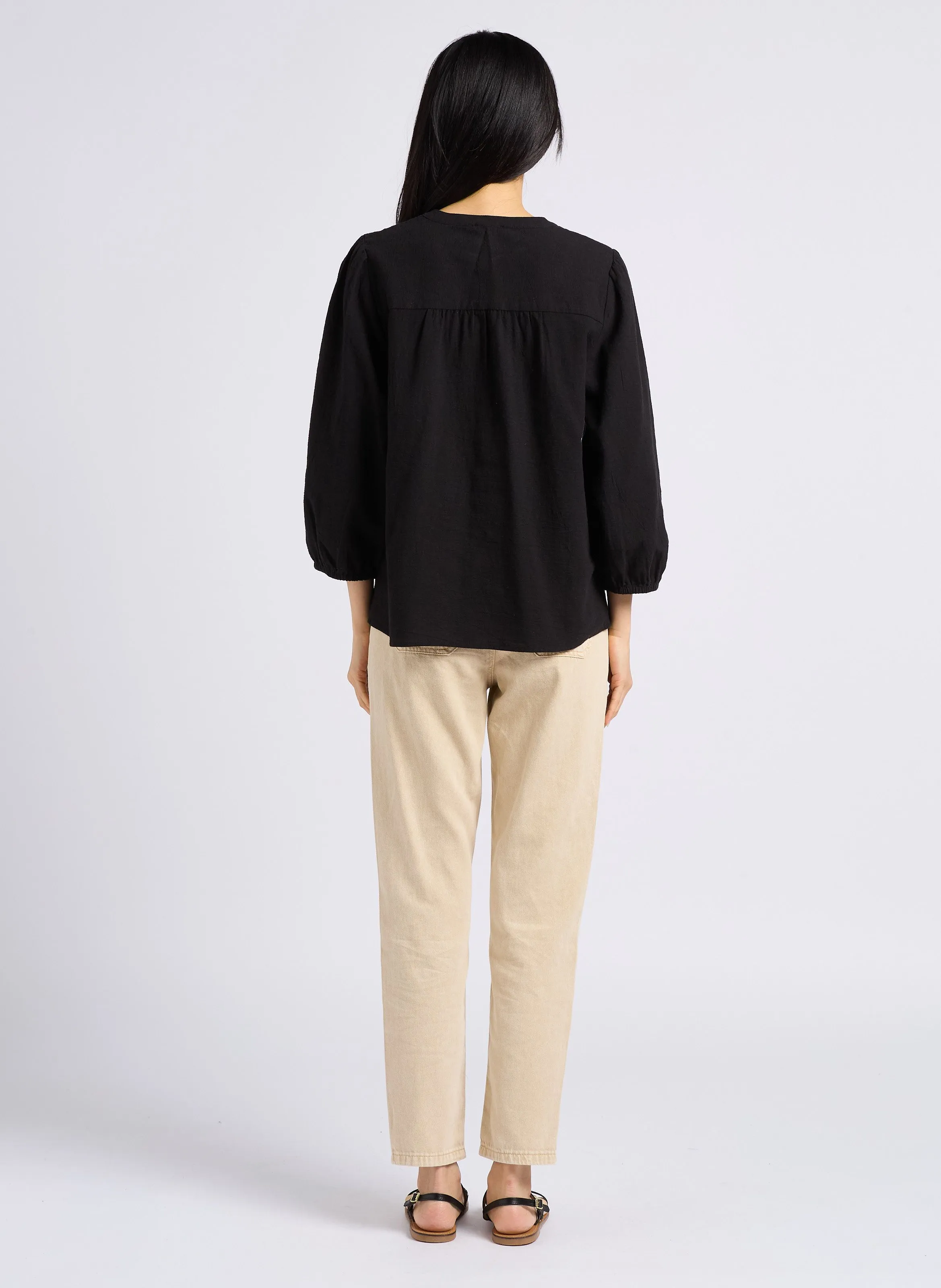 NALLA  PANTALóN SLIM DE ALGODóN DE TALLE ALTO EN BEIGE