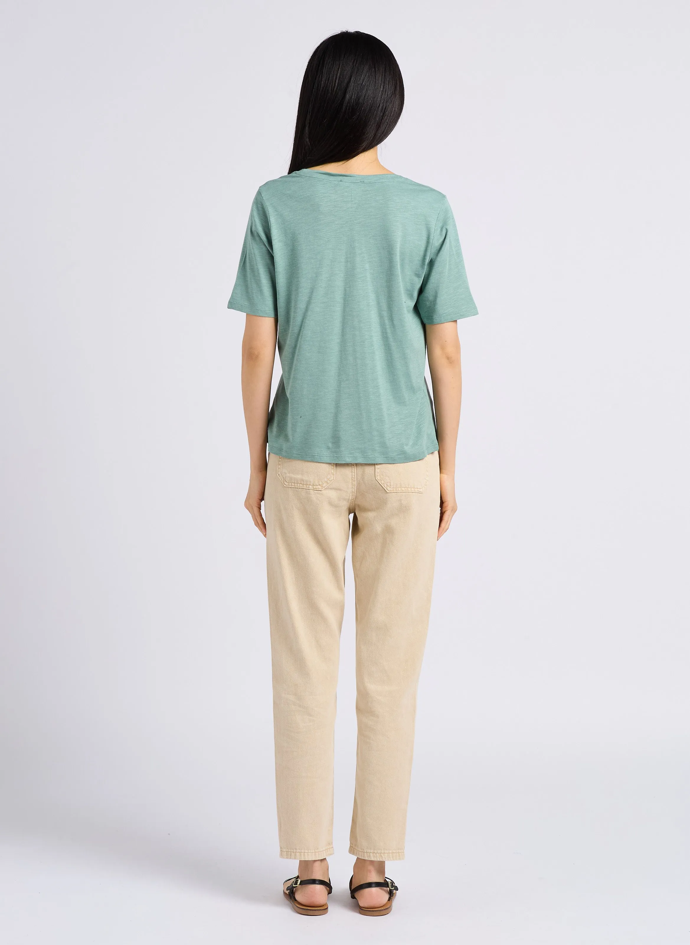 NALLA  PANTALóN SLIM DE ALGODóN DE TALLE ALTO EN BEIGE
