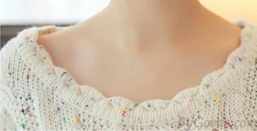 New Fresh Irregular Round Neck Color Point Loose Sweater 