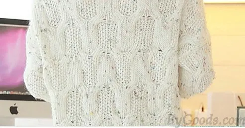 New Fresh Irregular Round Neck Color Point Loose Sweater 