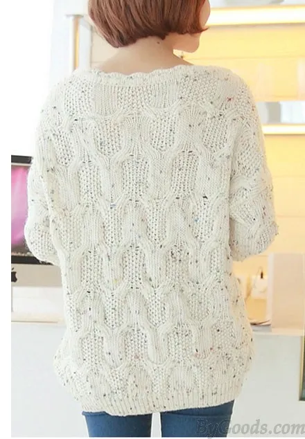 New Fresh Irregular Round Neck Color Point Loose Sweater 