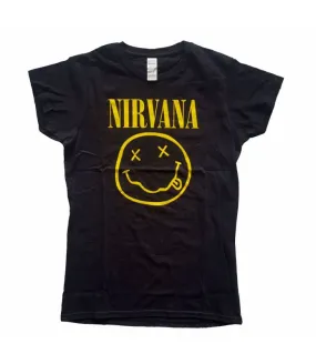 NIRVANA Yellow Smiley Camiseta Licencia oficial Chica RockOff NIRVTS04LB