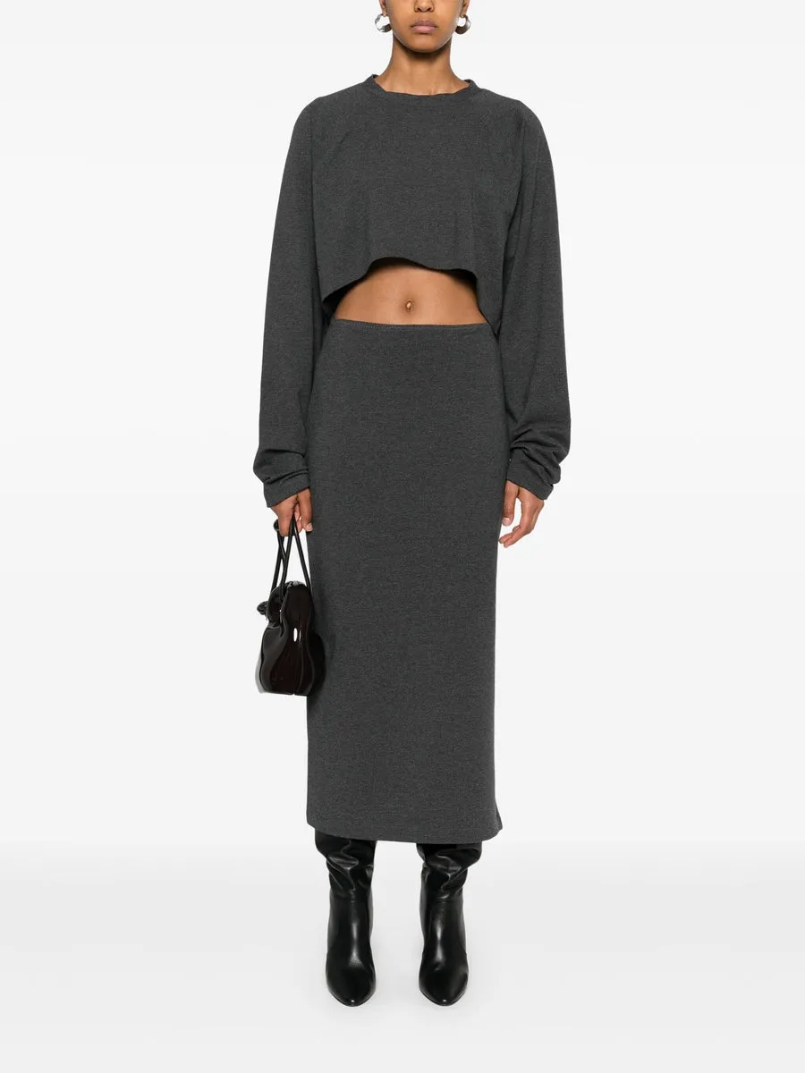 NORMA KAMALI SIDE SLIT MIDI SKIRT