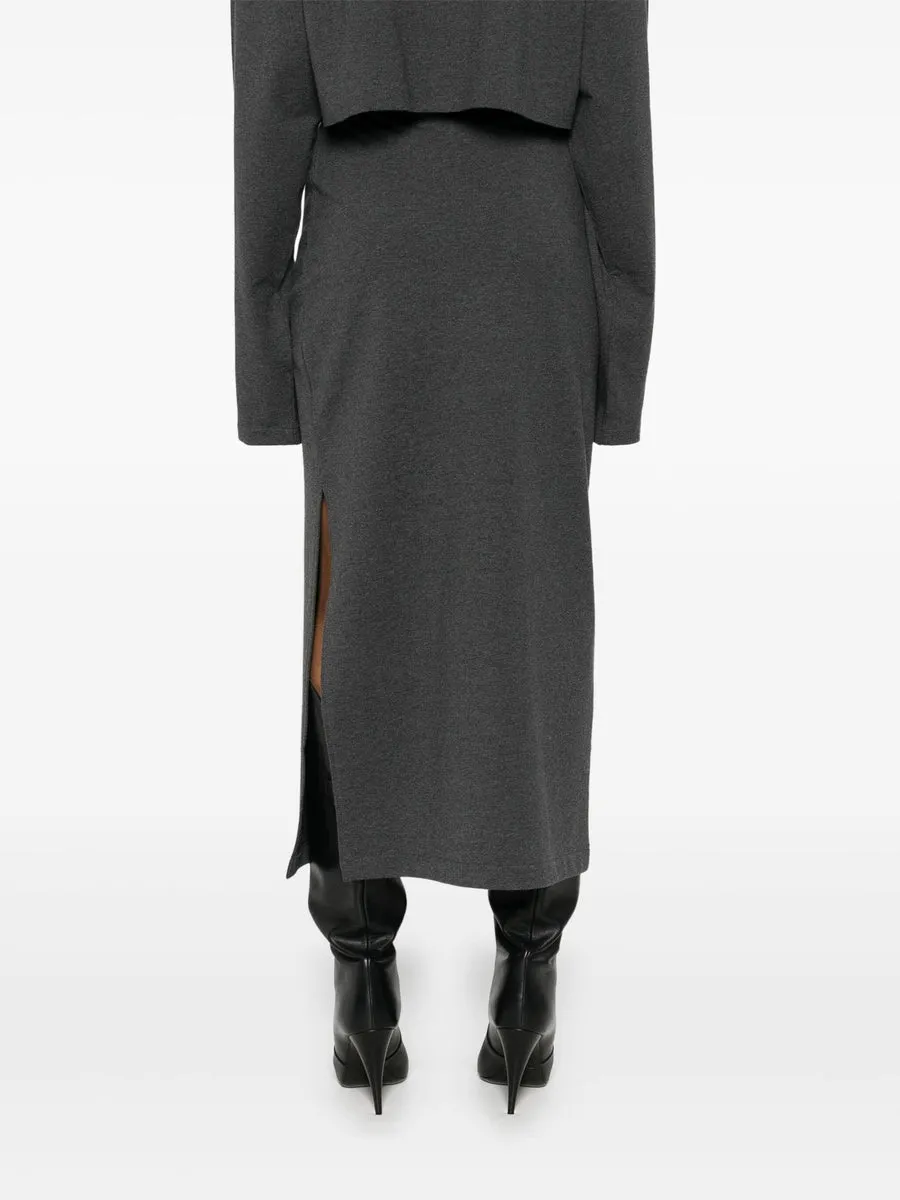 NORMA KAMALI SIDE SLIT MIDI SKIRT