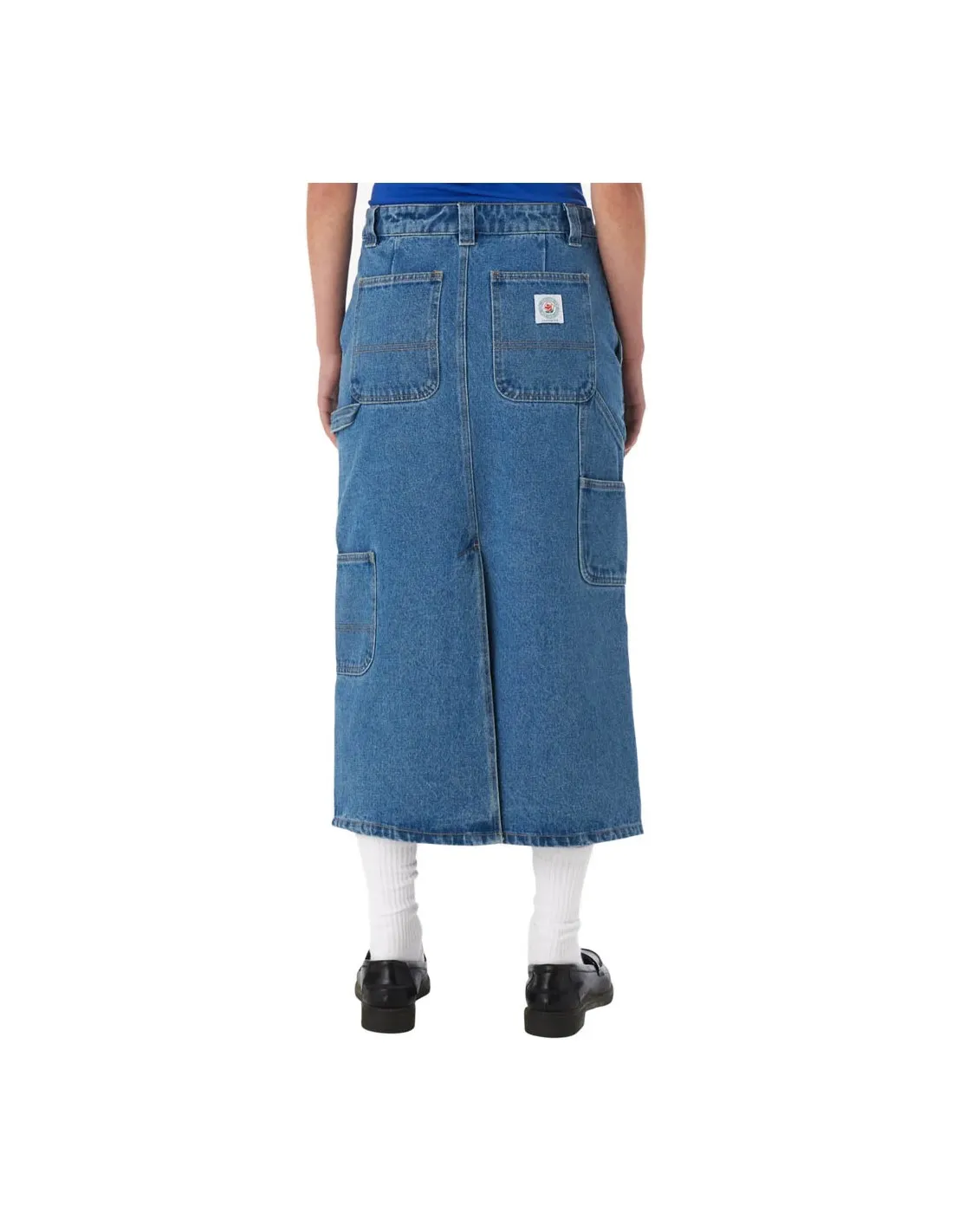 OBEY PAINTERS MIDI SKIRT LIGHT INDIGO