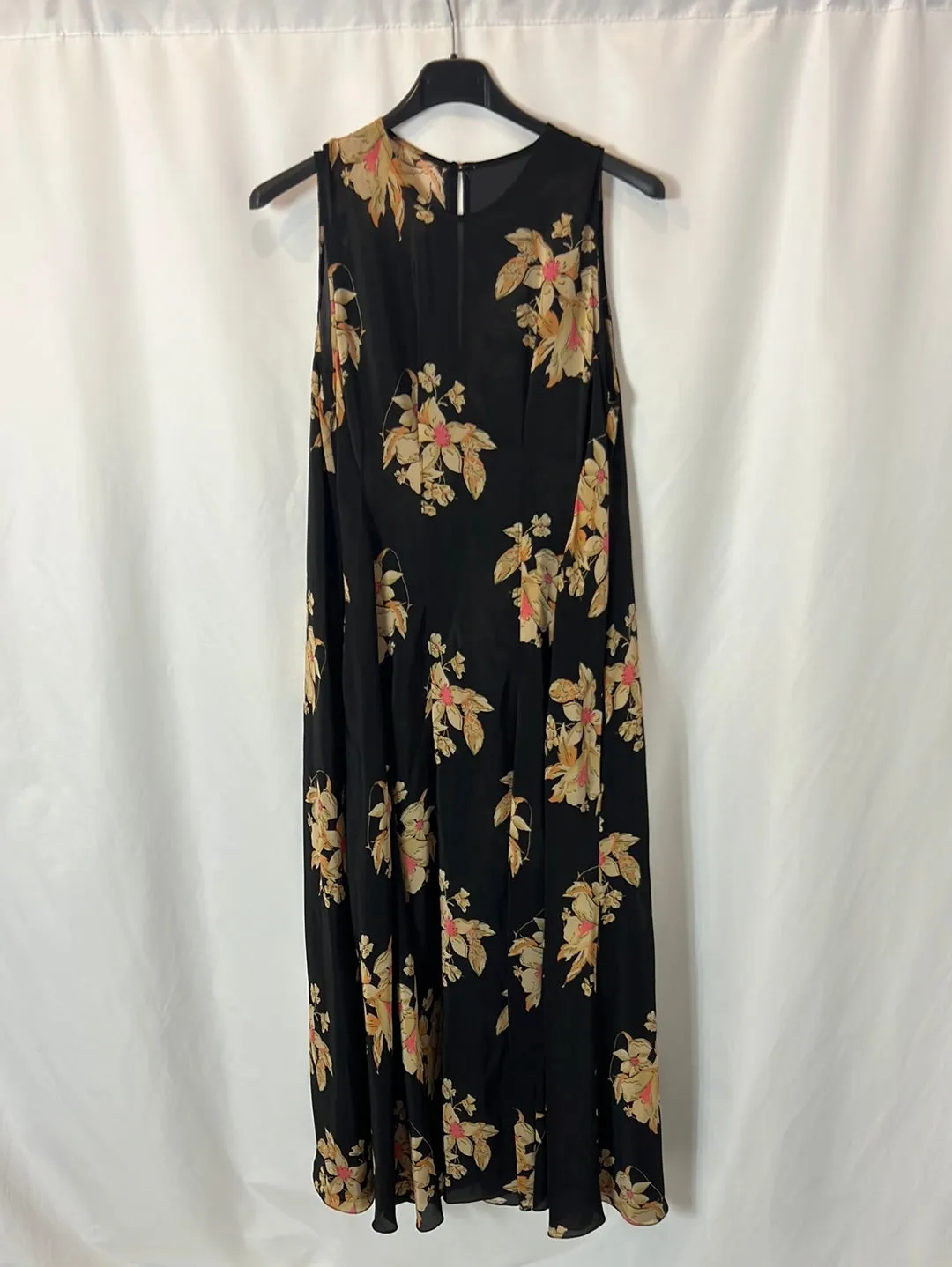 OTRAS. Vestido midi seda estampado. T S