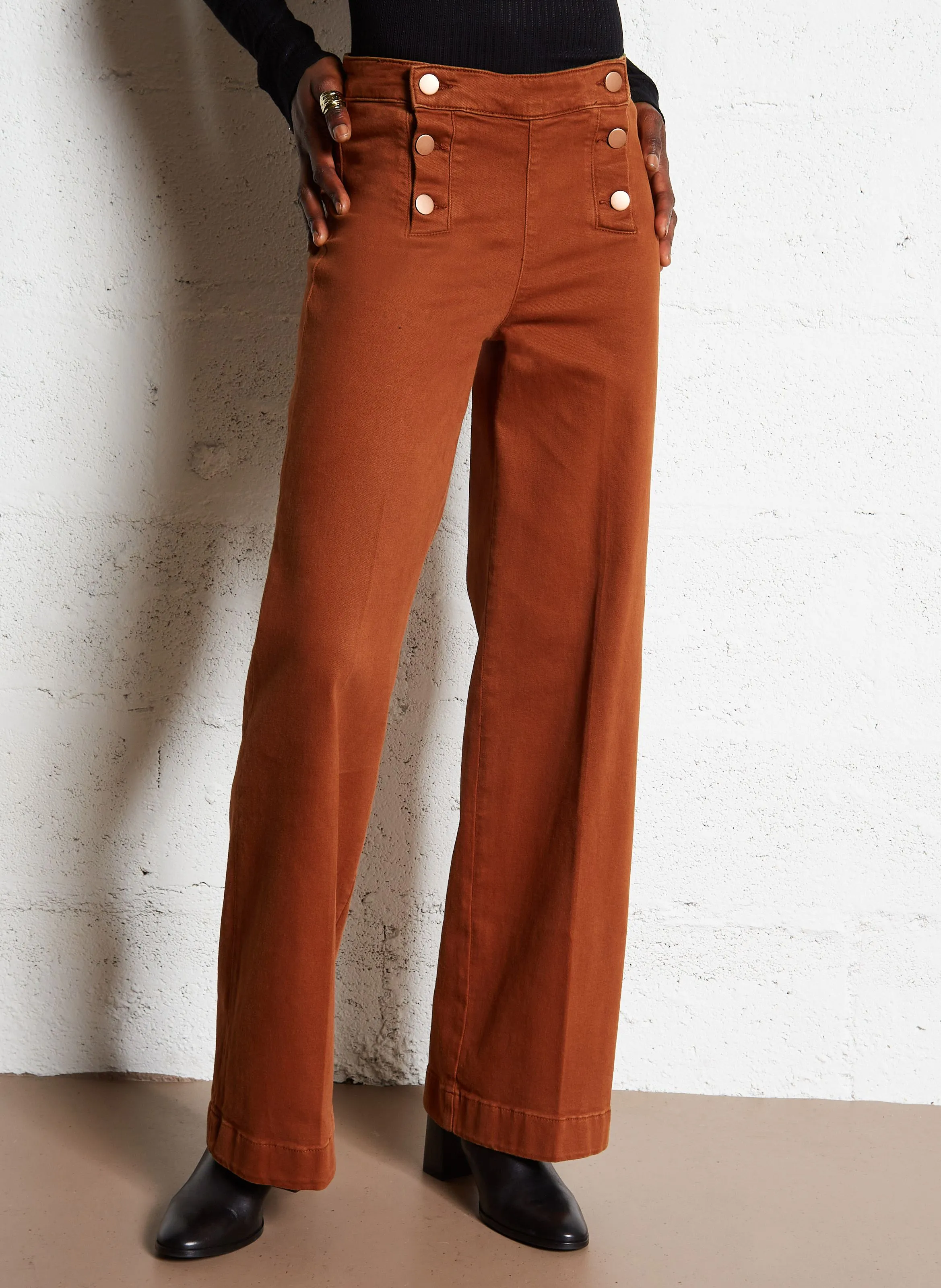 OXAN  PANTALóN FLARE DE MEZCLA DE ALGODóN EN MARRON
