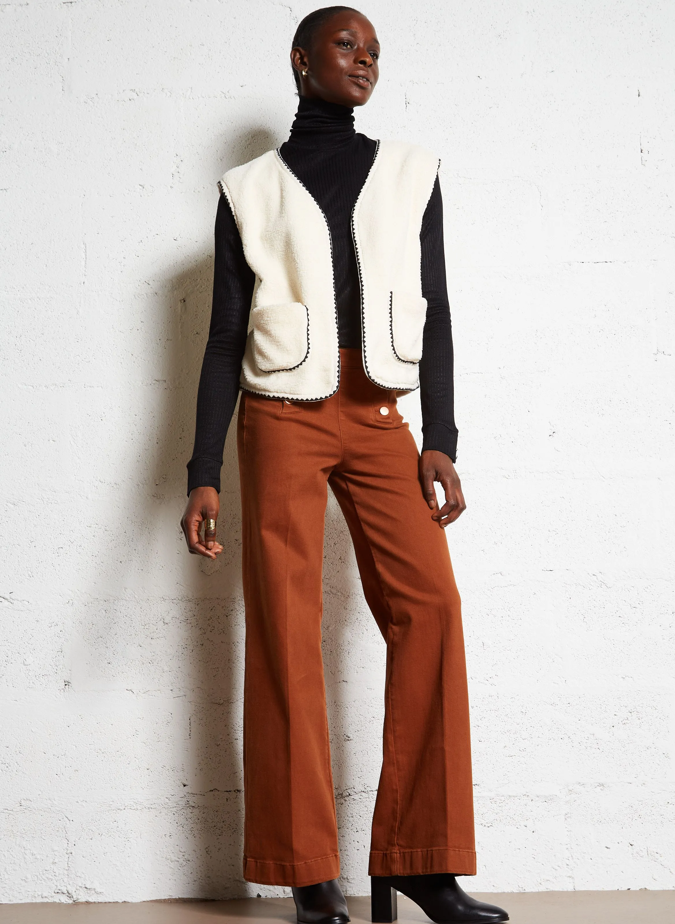 OXAN  PANTALóN FLARE DE MEZCLA DE ALGODóN EN MARRON
