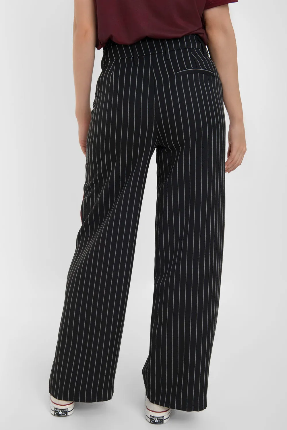 Pantalón flare de cintura boxer raya lateral