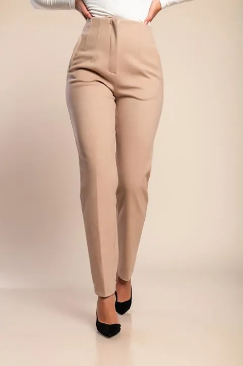 Pantalón largo de tejido cálido, beige
