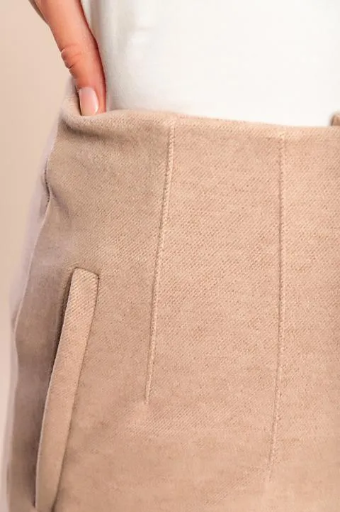 Pantalón largo de tejido cálido, beige