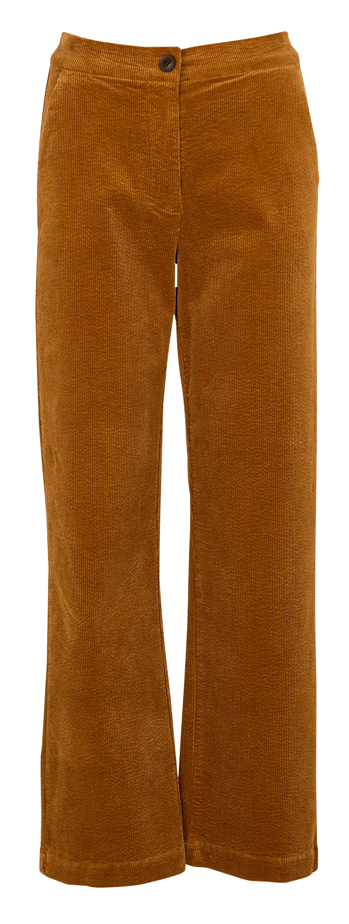 Pantalón recto de algodón mezclado en marron