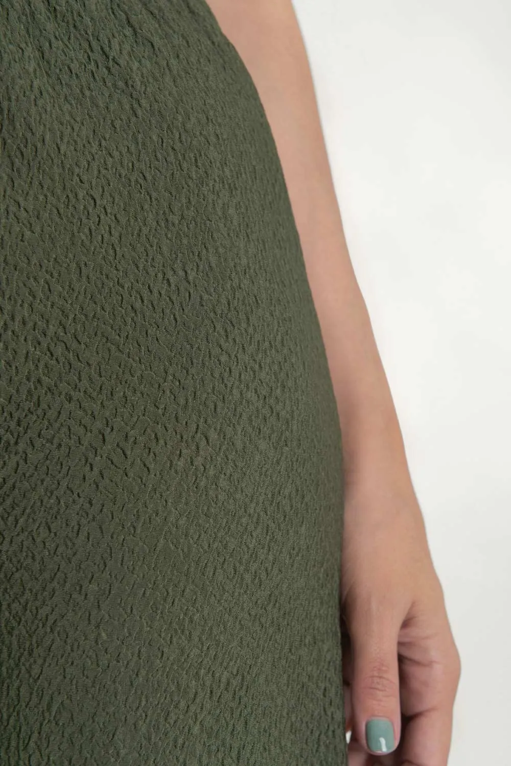 Pantalón wide leg de cintura alta elástica