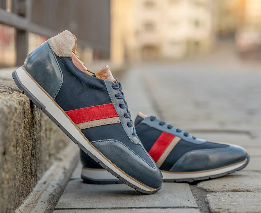 PATINA NAVY LACING TRAINERS  MELINGA