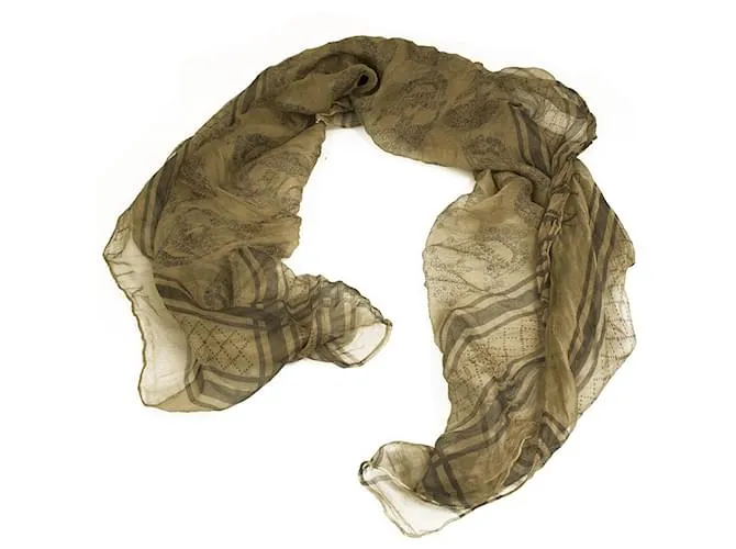 Pañuelo cuadrado grande de seda con estampado de calaveras y logotipos en beige de Philipp Plein 