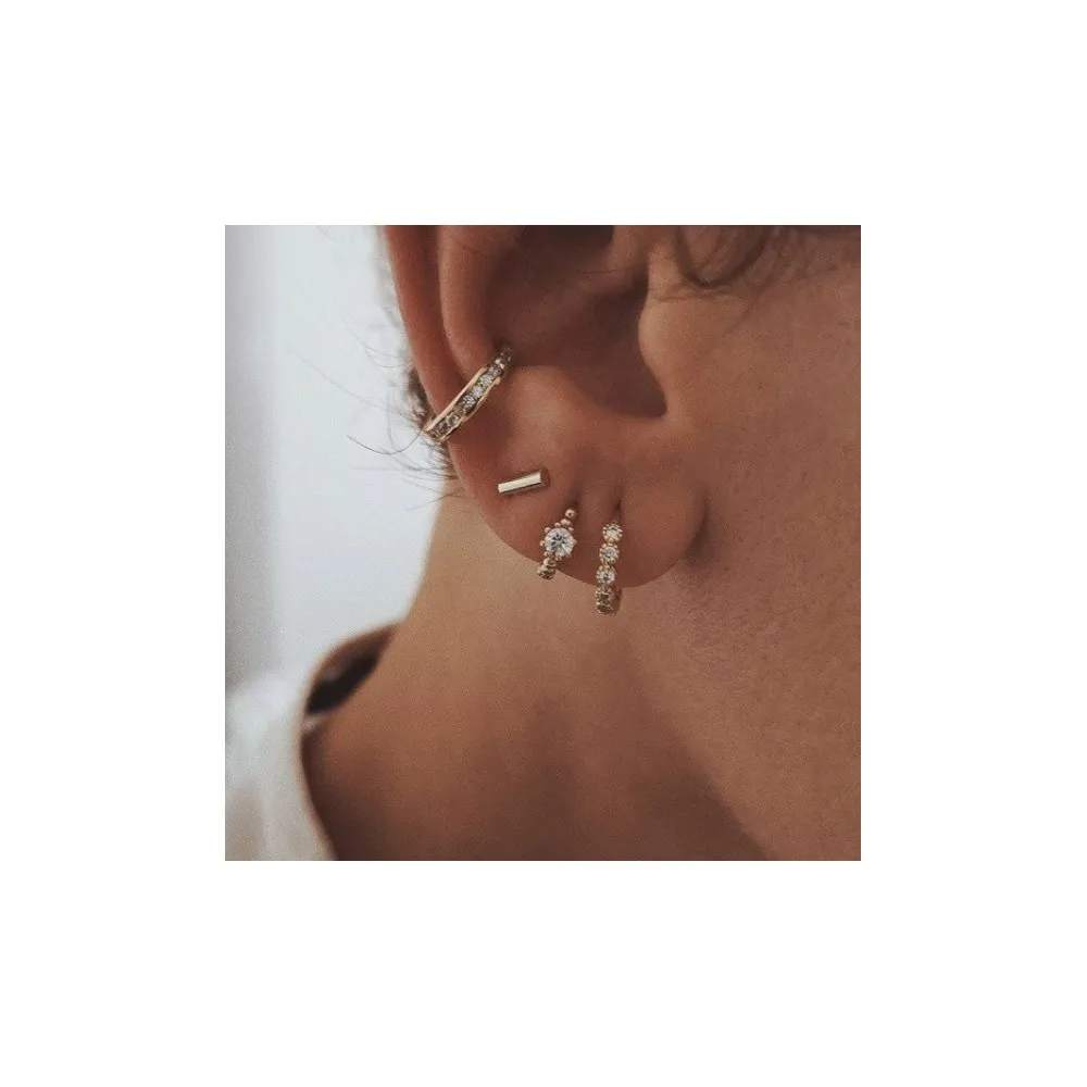 Pendiente Aro 13mm Circonitas Oro