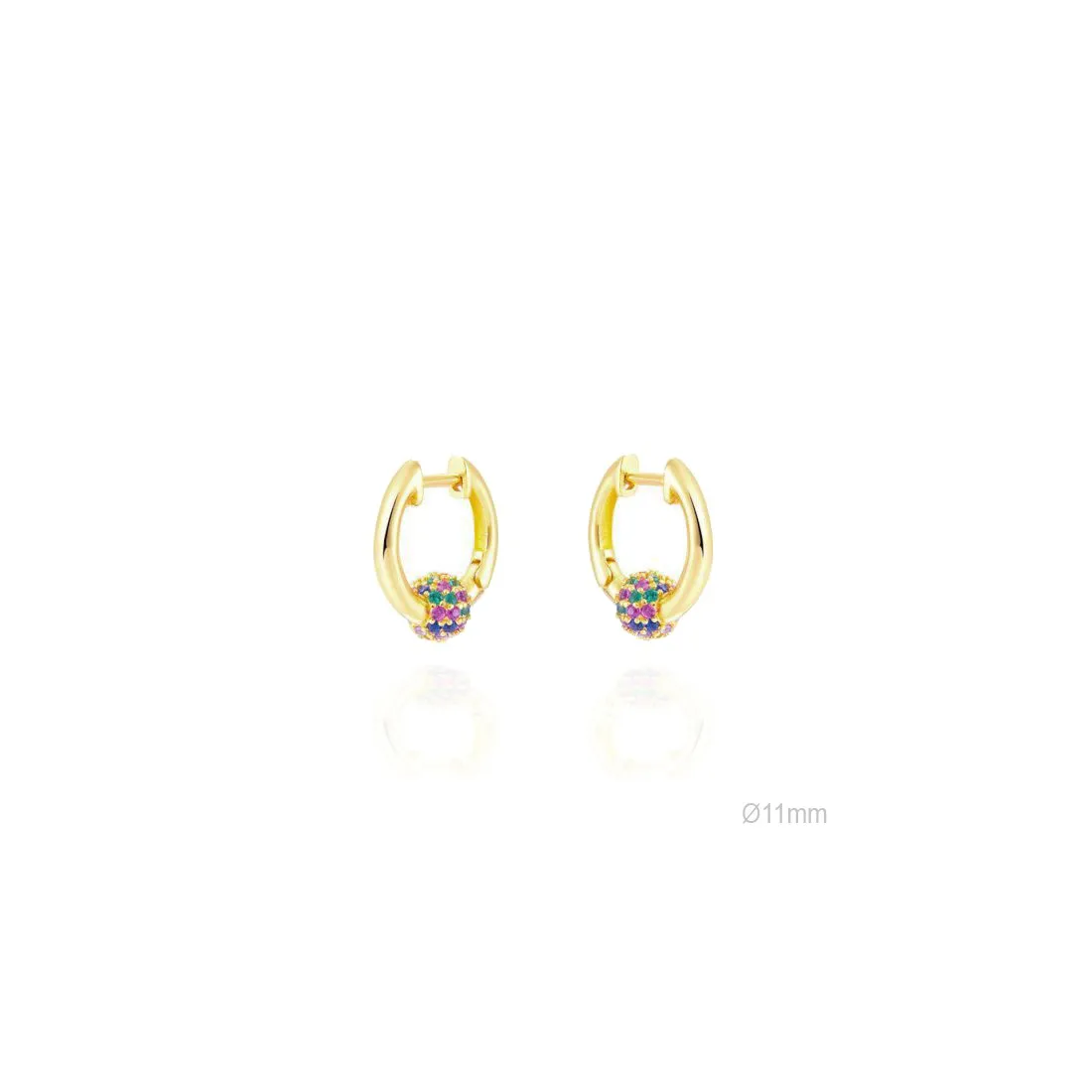 Pendientes Aro Dorado Bola Circ Colores