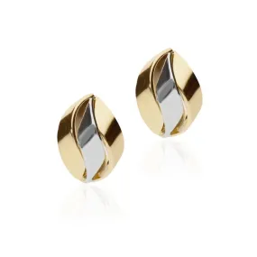 Pendientes Oro 18K Bicolor ondulados