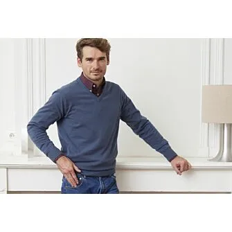 PETROL BLUE VNECK WOOL JUMPER  ELIAN