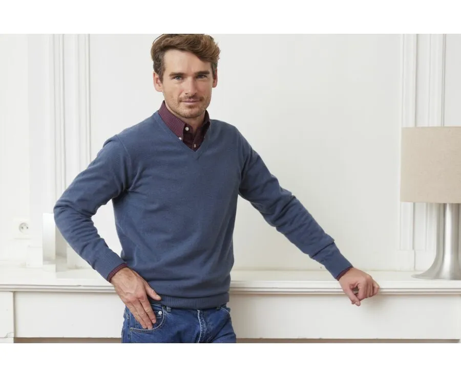 PETROL BLUE VNECK WOOL JUMPER  ELIAN