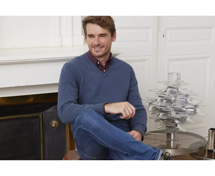 PETROL BLUE VNECK WOOL JUMPER  ELIAN
