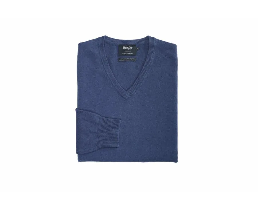 PETROL BLUE VNECK WOOL JUMPER  ELIAN