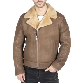 Piel de oveja para hombres cross cross cross volando chaqueta de aviador