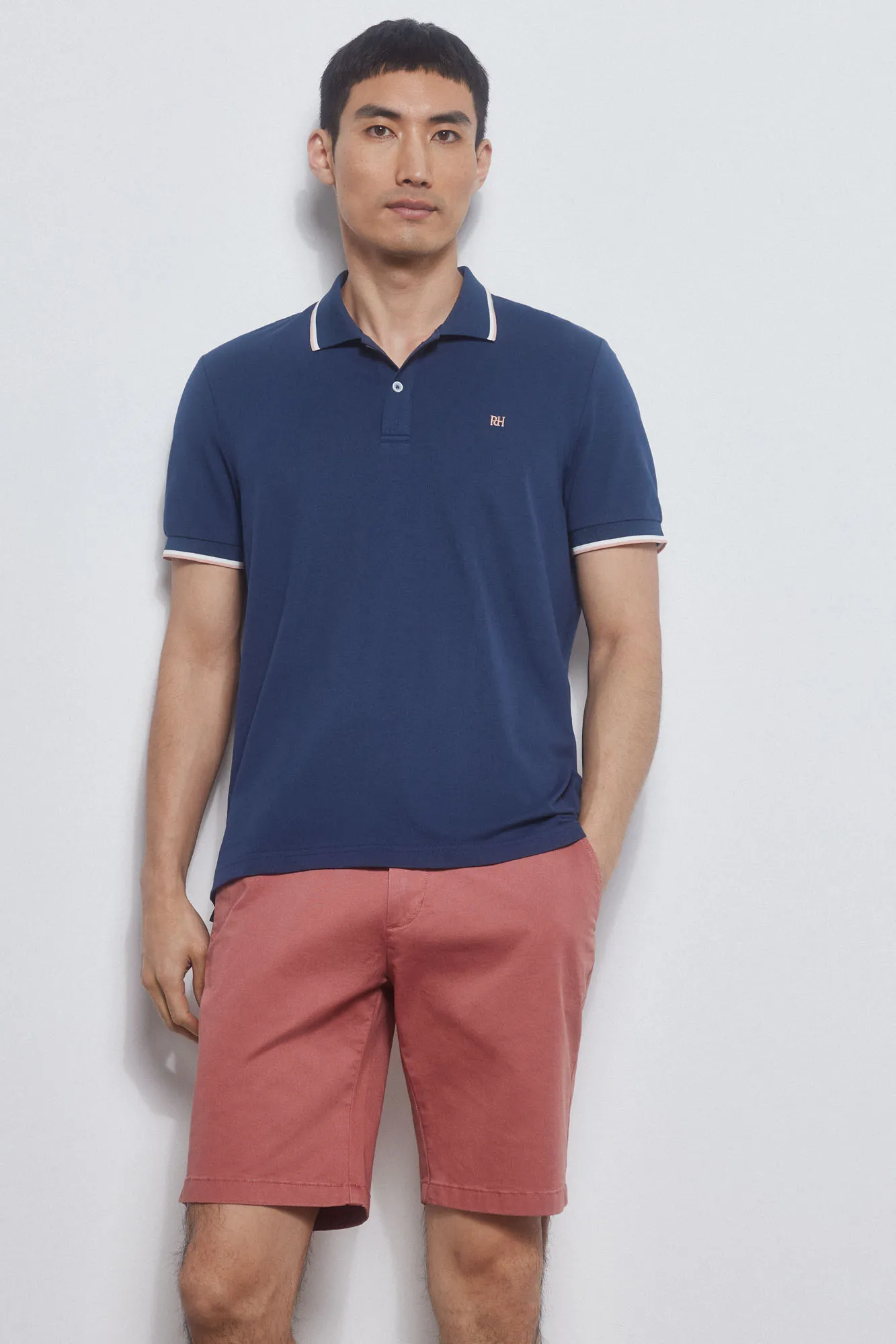 Plain tipped polo shirt