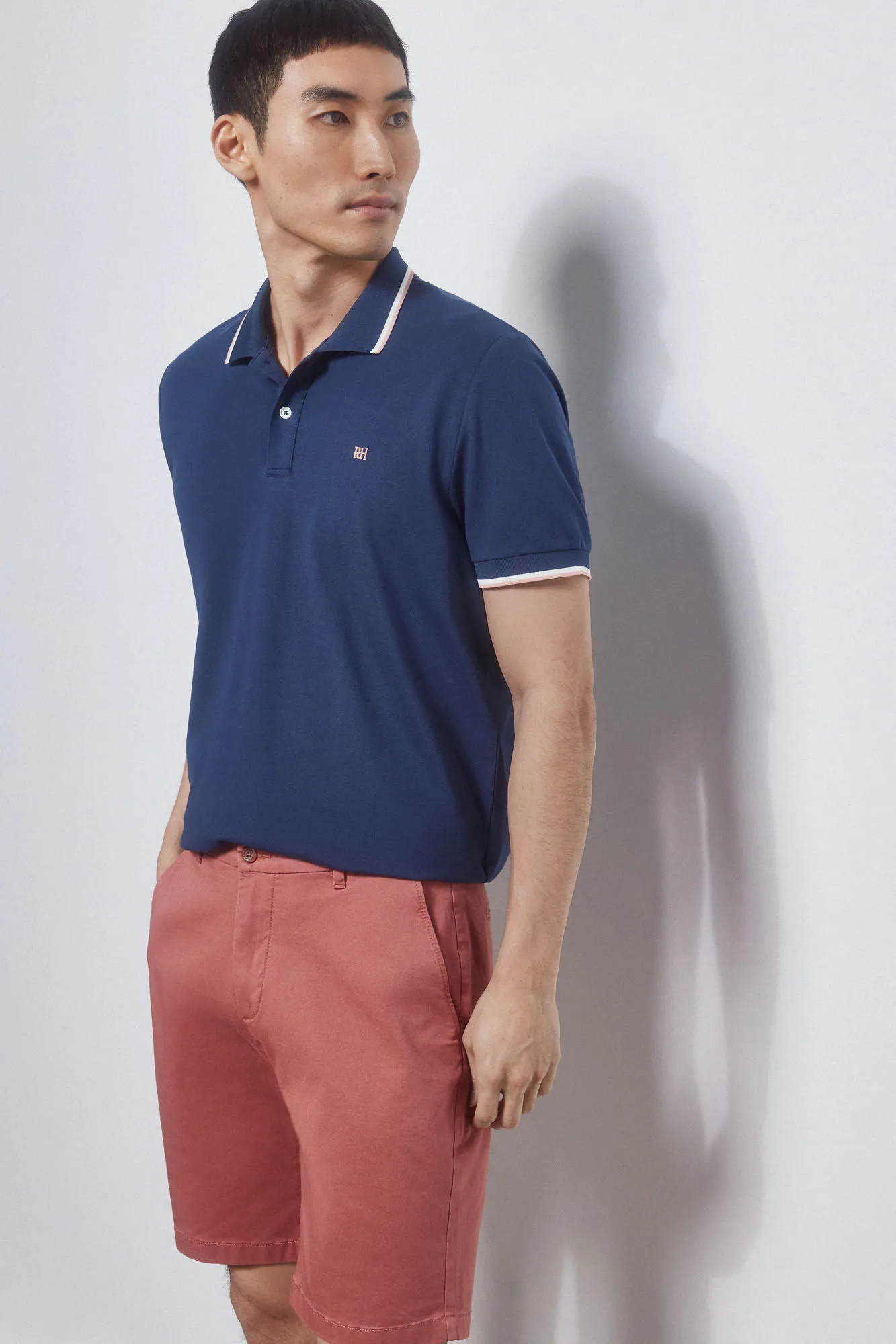 Plain tipped polo shirt