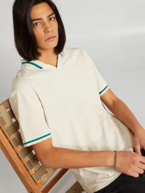 Polo de piqué de algodón - beige