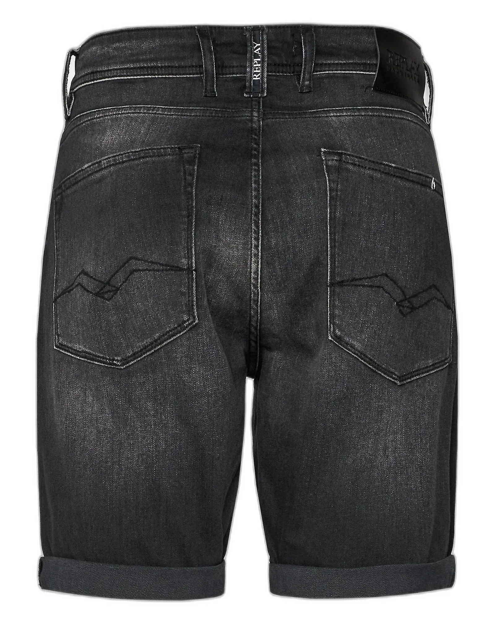 Replay Plain Cotton Blend Shorts with Front & Back Pockets