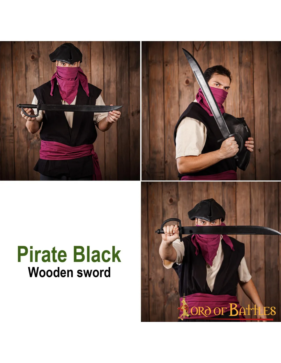 Sable Piratas del Caribe madera color negro