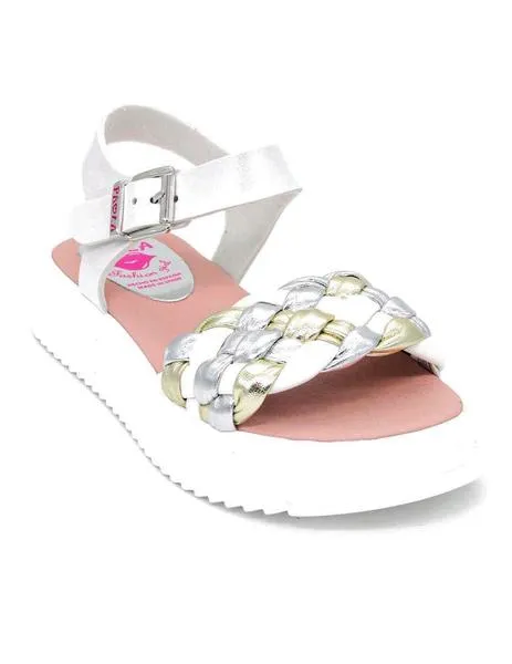 Sandalia Pablosky 867500 bco./dorado/plata niña