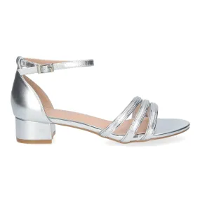 Sandalias de tacón bajo cómodo para fiesta color plata mujer RG773