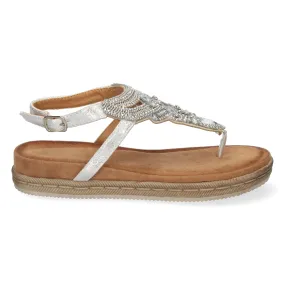Sandalias planas strass mujer color plata