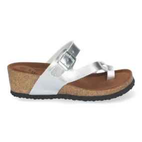 Sandalias plateadas de cuña bio estilo esclava para mujer YF-87