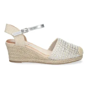 Sandalias plateadas de cuña media en yute cómoda mujer YJ679