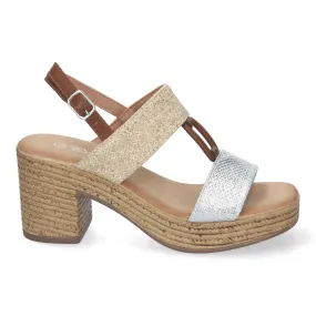 Sandalias plateadas de tacón y plataforma para mujer XFH790