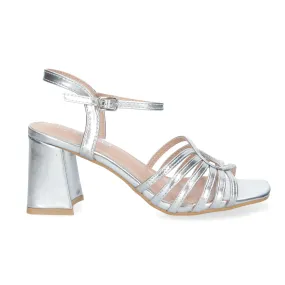 Sandalias plateadas de vestir tacón cómodo para mujer JL777