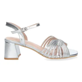 Sandalias plateadas tacón bajo cómodo para fiesta para mujer JL778