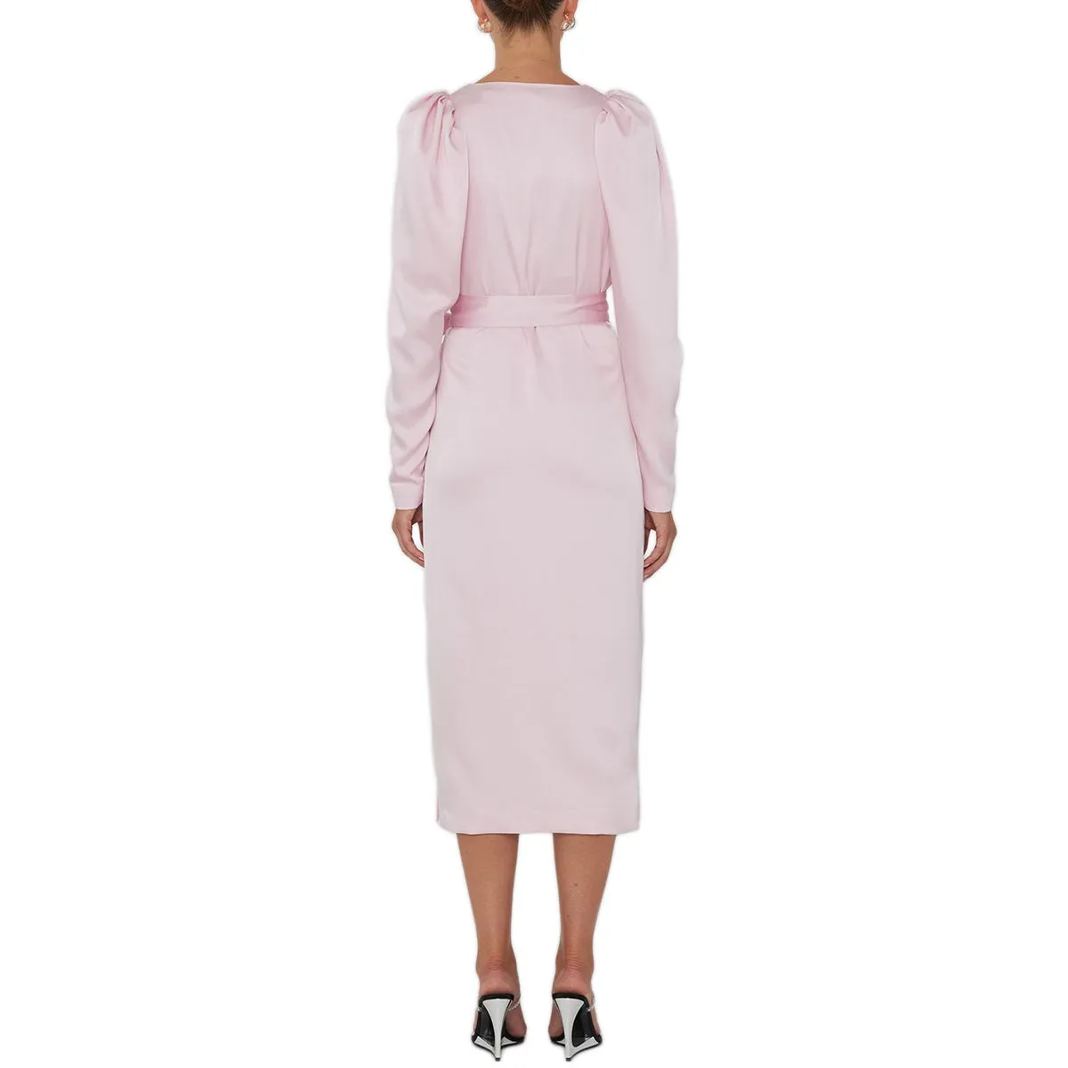 Satin Midi Wrap Dress