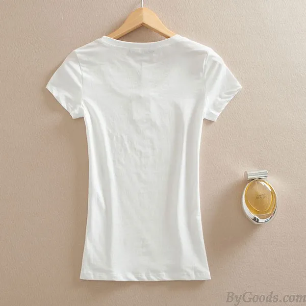 SLIM ROUND NECK PRINTING ELEPHANT SHORTSLEEVED SHIRT 