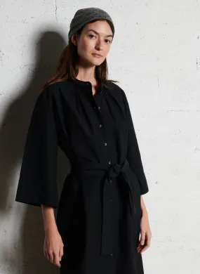 SOEUR BELINA - Vestido largo de mezcla de algodón con cuello redondo en negro