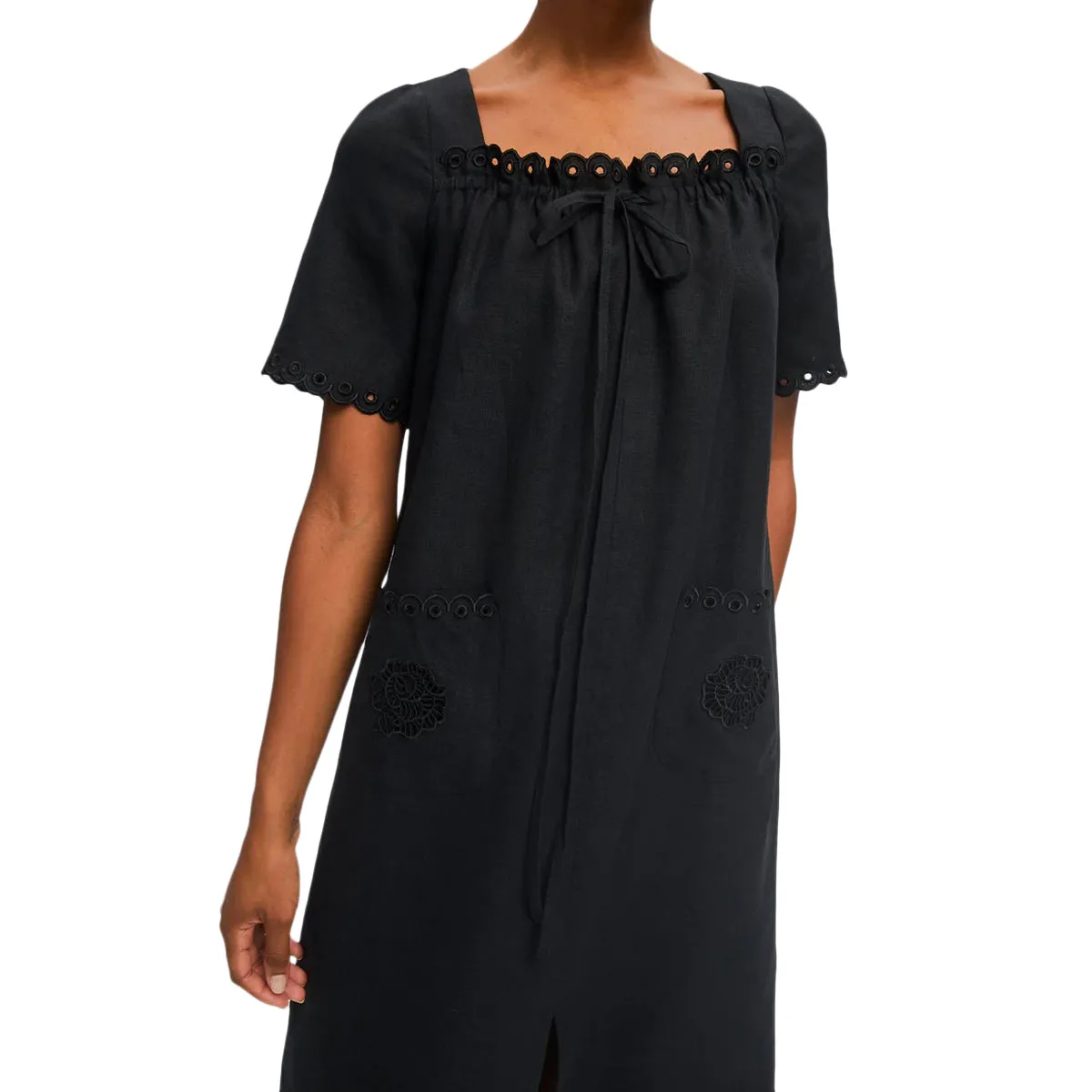 Sofia Linen Embroidered Midi Dress